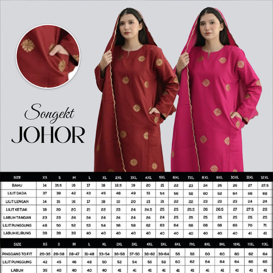Baju Songket Johor - Xs to 12Xl