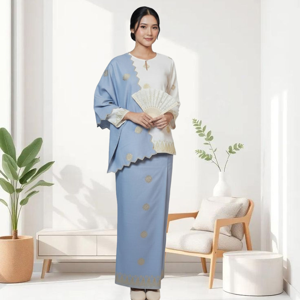 Kurung Kedah Zing Two Colors + Sekali Selendang Free - Xs to 12xl