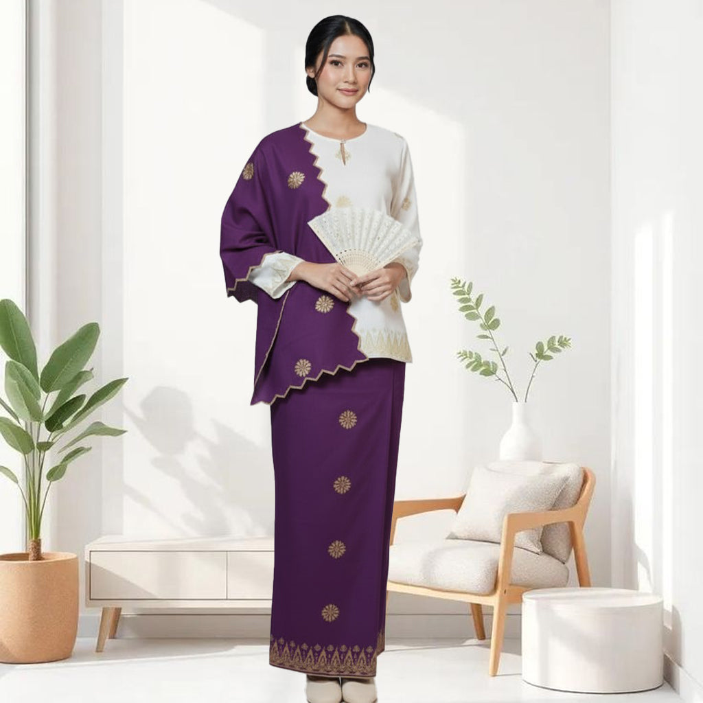 Kurung Kedah Zing Two Colors + Sekali Selendang Free - Xs to 12xl