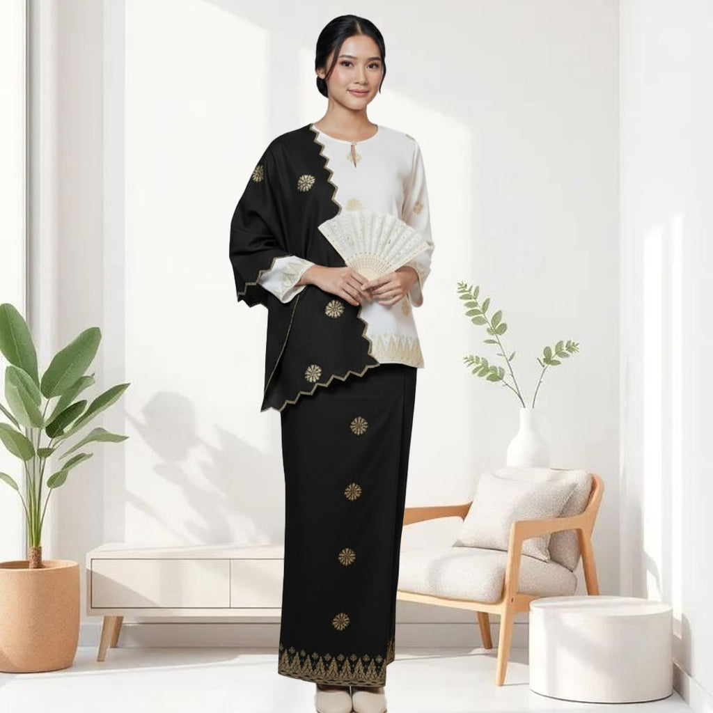Kurung Kedah Zing Two Colors + Sekali Selendang Free - Xs to 12xl