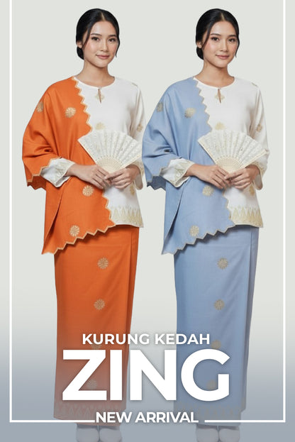 Kurung Kedah Zing Two Colors + Sekali Selendang Free - Xs to 12xl