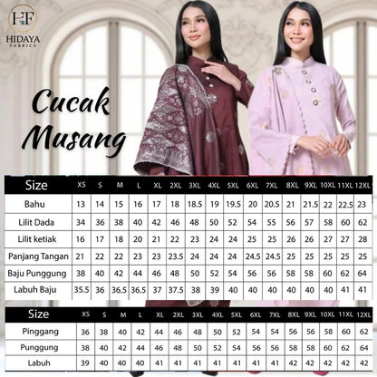 Kurung Cucak Musang + Sekali Selendang Free - Xs to 12xl