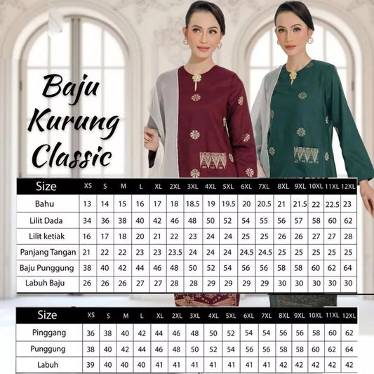 Baju Kurung Kedah Pocket - Xs to 12xl
